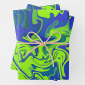 Lebhafte Abstrakte Wirbel in Grün und Blau Geschenkpapier Set (Beispiel)