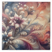 Lebhafte Abstrakte Wirbel mit Blumen Fliese (Vorderseite)