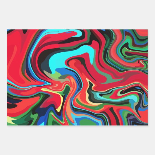 Lebhafte Abstrakte Wirbel mit Rot, Grün und Blau Geschenkpapier Set (Vorderseite 2)