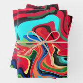 Lebhafte Abstrakte Wirbel mit Rot, Grün und Blau Geschenkpapier Set (Beispiel)