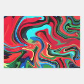 Lebhafte Abstrakte Wirbel mit Rot, Grün und Blau Geschenkpapier Set (Vorderseite)