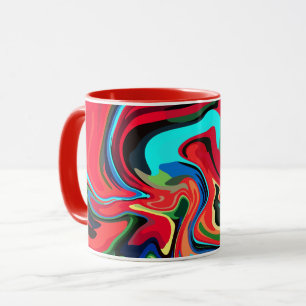 Lebhafte Abstrakte Wirbel mit Rot, Grün und Blau Tasse