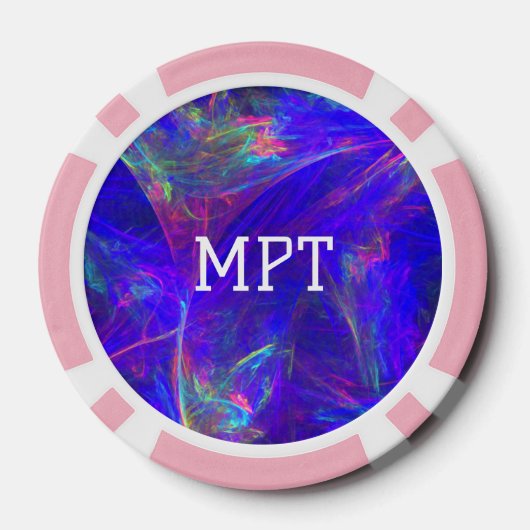 Lebhafte Abstrakte Wirbel von Blues-Grüntönen Pokerchips (Rückseite)