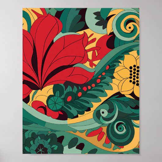 Lebhafte Abstraktion der Blumen Poster (Vorne)