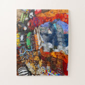 Lebhafte afrikanische Kleider auf einem lokalen Ma Puzzle (Vertikal)