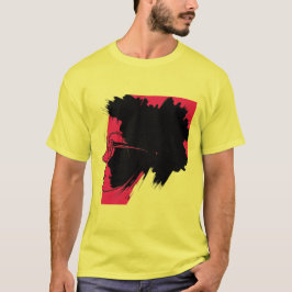 Lebhafte Afro Silhouette Kunst - Rosa und Schwarz T-Shirt
