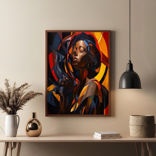 Lebhafte, afrozentrische Abstrakte Porträts Poster