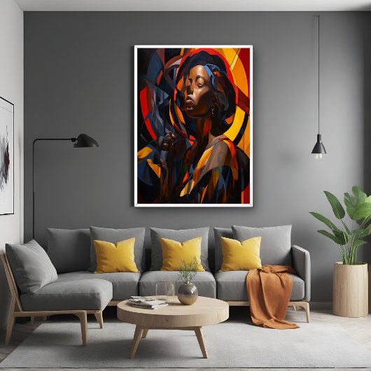 Lebhafte, afrozentrische Abstrakte Porträts Poster