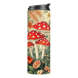 Lebhafte agrarische Pilze und botanische Elemente Thermosbecher