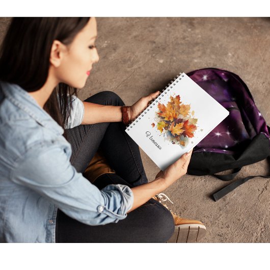 Lebhafte Ahornwasserfarbe für den Herbst Notizblock