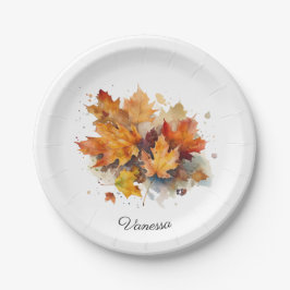 Lebhafte Ahornwasserfarbe für den Herbst Pappteller