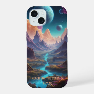 Lebhafte Alien-Welten mit Neonhimmel iPhone 15 Hülle