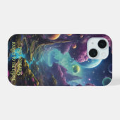 Lebhafte Alien-Welten mit Neonhimmel iPhone 15 Hülle (Rückseite (Horizontal))