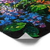 Lebhafte Alpenlandschaft mit blühenden Wildblumen Poster (Ecke)