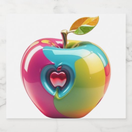 Lebhafte Apple Art Schaumweinetikett (Einzelnes Label)