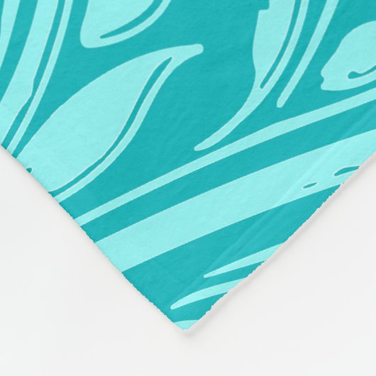 Lebhafte aquamarine Aqua-Blütendecke wirl-Damastas Fleecedecke (Ecke)
