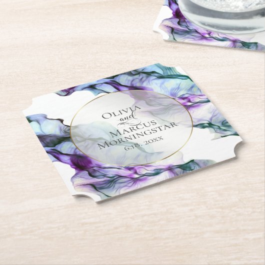 Lebhafte Aquamarine Lila Abstrakte Aquarellfarbe Untersetzer (angewinkelt)