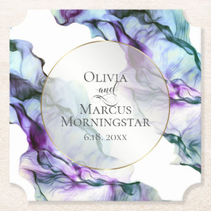 Lebhafte Aquamarine Lila Abstrakte Aquarellfarbe Untersetzer