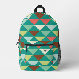 Lebhafte Aquamarine Monogramm-Initialen Bedruckter Rucksack