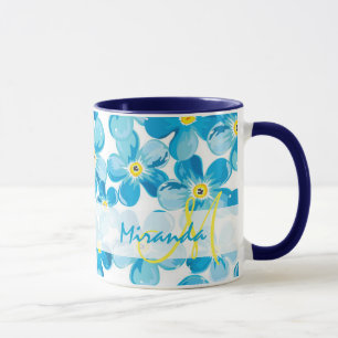 Lebhafte Aquarellblau vergessen Sie mich nicht Blu Tasse