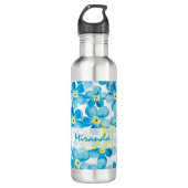 Lebhafte Aquarellblau vergessen Sie mich nicht Blu Trinkflasche (Vorderseite)