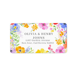 Lebhafte Aquarellfarben-Blume Hochzeit-Rücksendead Adressaufkleber
