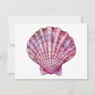Lebhafte Aquarellfarben-Rosa-Muscheldarstellung Mitteilungskarte