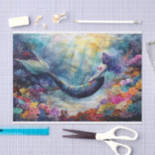 Lebhafte Aquarellmaid in einer Korallenlagune Seidenpapier (Handwerk)