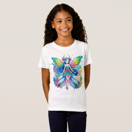 Lebhafte Aquarellmühle mit Regenbogenfarben T-Shirt (Vorne ganz)