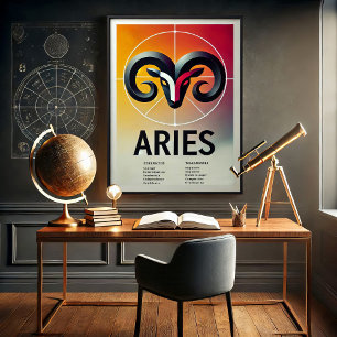 Lebhafte Aries Zodiac Sign Poster