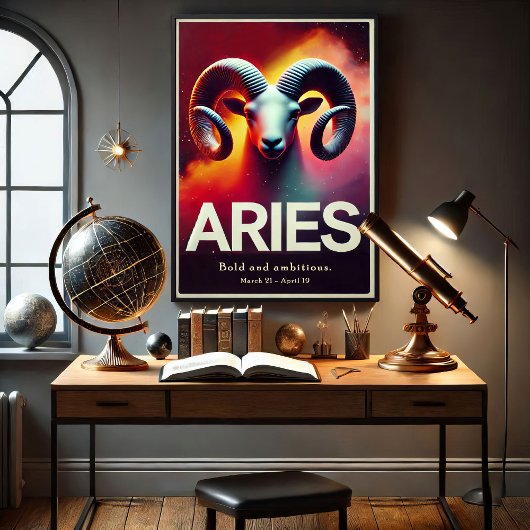 Lebhafte Aries Zodiac Sign Poster