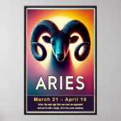Lebhafte Aries Zodiac Sign Poster (Vorne)