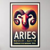 Lebhafte Aries Zodiac Sign Poster (Vorne)