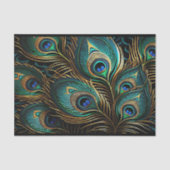 Lebhafte Art Deco Pfauenfeathers Seidenpapier (Vorderseite)