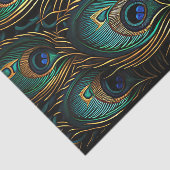 Lebhafte Art Deco Pfauenfeathers Seidenpapier (Ausschnitt)