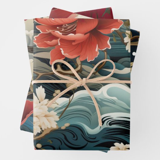 Lebhafte, asiatisch Inspiriert Geschenkwrap für Fl Geschenkpapier Set (Beispiel)