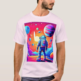 Lebhafte Astronauten Cartoon Art T-Shirt