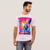 Lebhafte Astronauten Cartoon Art T-Shirt (Vorne ganz)