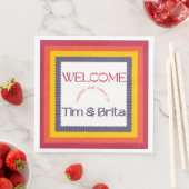 Lebhafte, aufeinander abgestimmte Farben mit Lila Serviette (Beispiel)