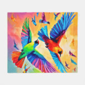 Lebhafte Avianische Malerei Fleecedecke (Vorderseite (Horizontal))