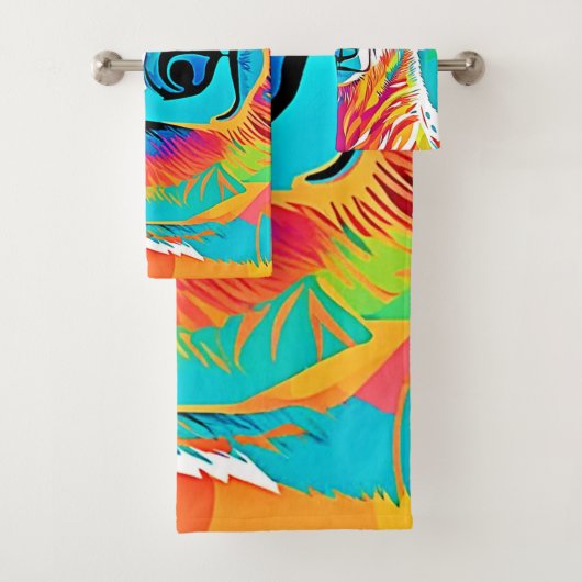 Lebhafte Bärenköpfe Badhandtuch Set (Insitu)