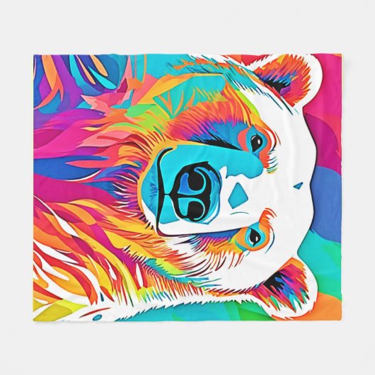 Lebhafte Bärenköpfe Fleecedecke (Vorderseite (Horizontal))