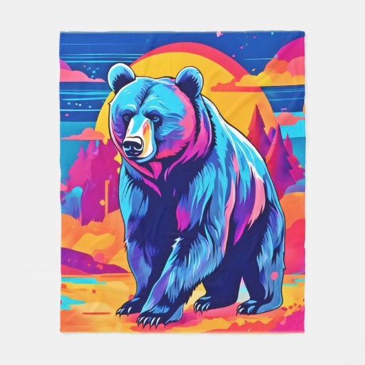 Lebhafte Bärenkunst Fleecedecke (Vorderseite)