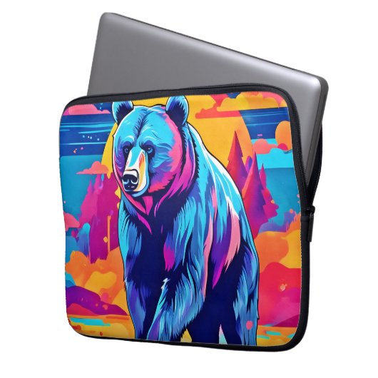 Lebhafte Bärenkunst Laptopschutzhülle (Vorderseite Links)