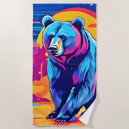 Lebhafte Bärenkunst Strandtuch (Vorderseite)