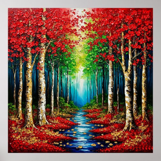 Lebhafte Bäume und Herbstblätter Poster (Vorne)