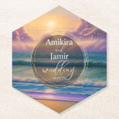 Lebhafte Beach Background Imitate Glitzer Hochzeit Untersetzer (Vorderseite)