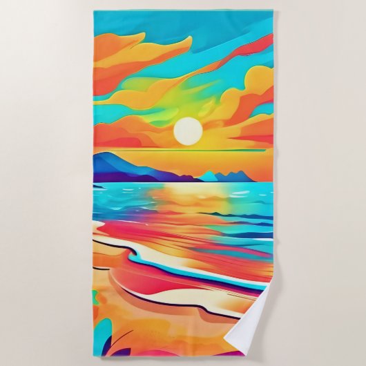 Lebhafte Beach Sunset Art Strandtuch (Vorderseite)