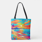 Lebhafte Beach Sunset Art Tasche (Rückseite)