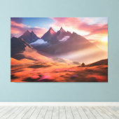 Lebhafte Berg- und Flusslandschaft Leinwanddruck (Insitu (Holzboden))